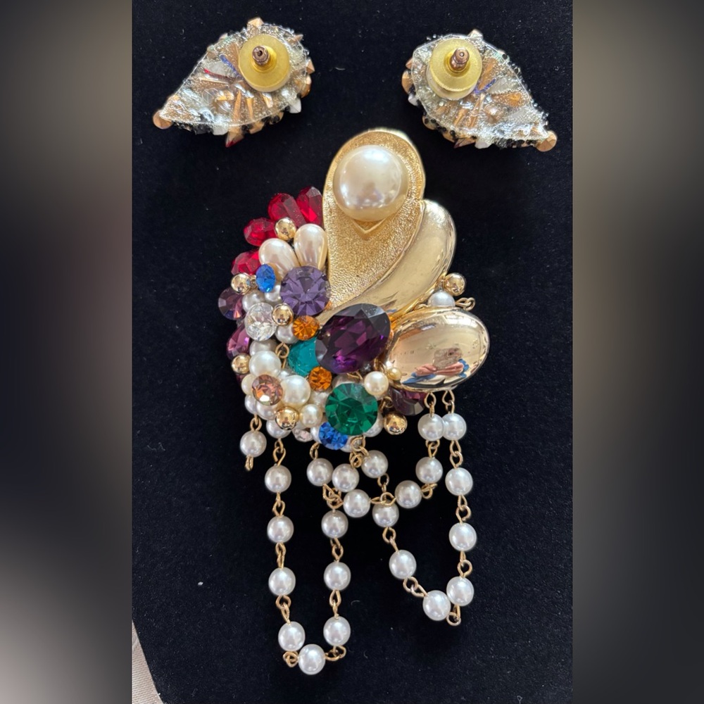 Multicolor Crystal Statement Earrings Set - image 4